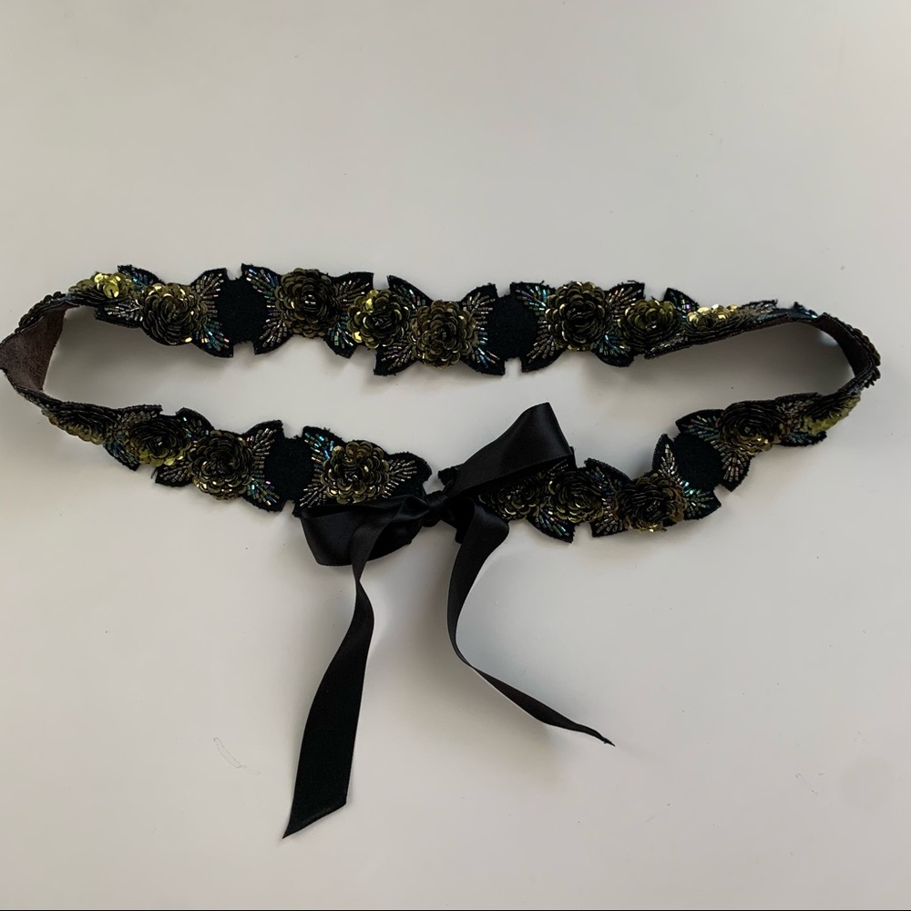 *SOLD* Beautifully embellished ribbon belt